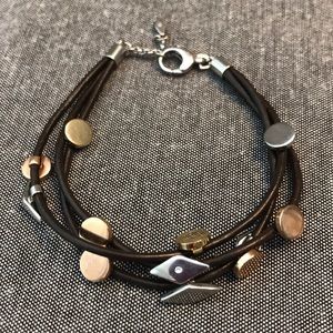 💚FOSSIL leather stainless steel 3 tone bra…